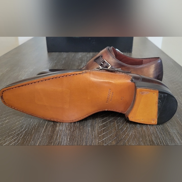 Magnanni 18727 Mens Triple Brown Buckle Monk Strap Dress Shoes Sz 41 or 8 NIB - Picture 7 of 10